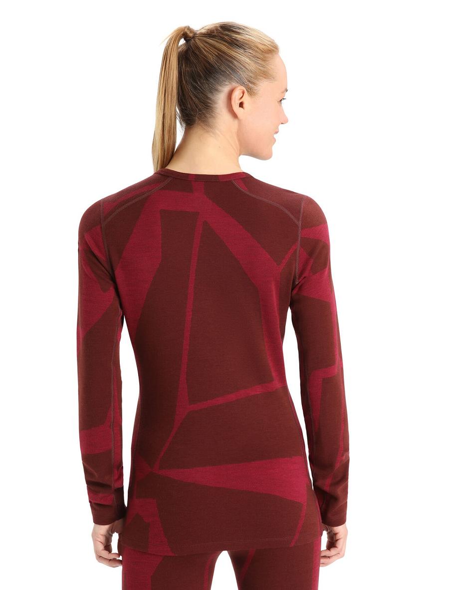 Espresso / Cherry Women's Icebreaker Merino 250 Vertex Long Sleeve Crewe Thermal Top Fractured Landscapes One Piece & Sets | USA 1789KORI